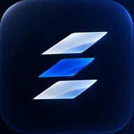 App-Icon von Fullform: drei schräge Platten, weiß, blau, weiß